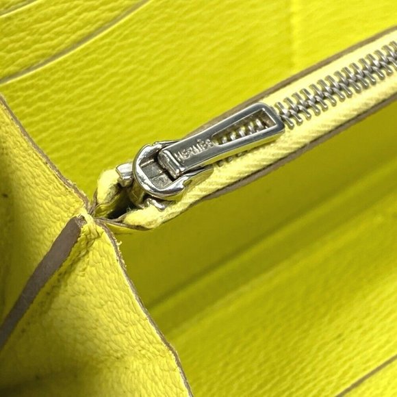Authentic HERMES Long wallet Azap Long Zip Around Long Wallet Chevre yellow - Picture 5 of 15